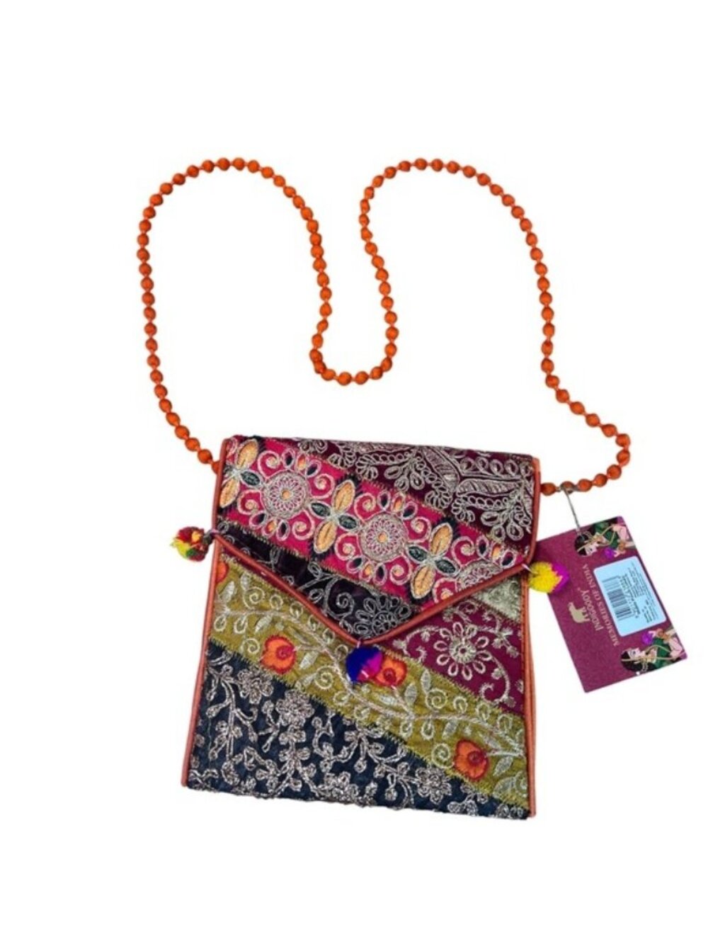 NWT Rhapsody Memories of India Embroidered Patchwork Crossbody Bag Boho
